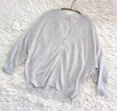 Jines ジネス✨美品 ニットカーディガン　Vネック ジップ洗える　38グレー