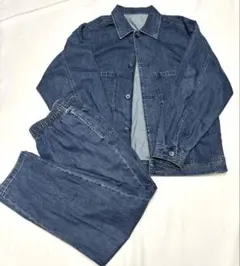 【GU】 デニムシェフジャケット & デニムシェフパンツ　セットアップ　Lのサムネイル
