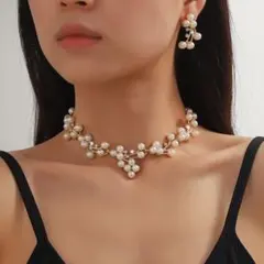 ピアス　ネックレス 2点セット　ブライダル　ウェディングアクセサリー　結婚式