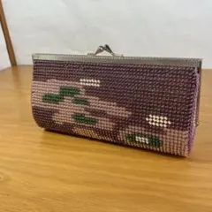 ビーズバッグ がま口 和柄 紫 クラッチバッグ