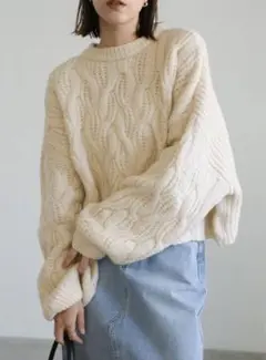 【select moca】ドルマンスリーブショートニット アイボリー