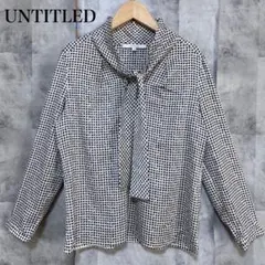 美品【リフレクト】幾何学柄 シースルー袖ロングスリーブブラウス 