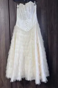 シルク100% SUE WONG フリルティアード Aラインロングドレス 6 ANDY Fashion Press 19掲載【couture an/クチュールアン