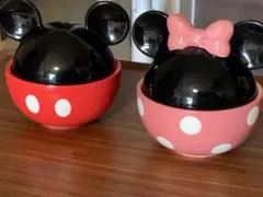 ベルメゾン　ディズニー ミッキー＆ミニー 蓋付きボウル 丼　2個セットのサムネイル