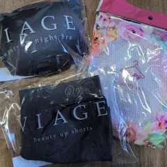 VIAGE ビューティアップナイトブラ＆ショーツセット ブルーグレー M