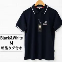 定価8,300円新品Black&White 半袖ポロシャツ M ネイビー ゴルフのサムネイル