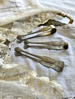 SALE ◆フランスアンティーク 100年前シュガートング3本シルバー