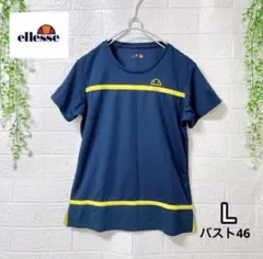 美品 エレッセ テニス ドライTシャツ レディースL ネイビー黄色ellesseのサムネイル