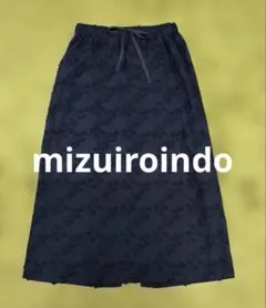 mizuiroindo 花柄刺繍 ロングスカート ネイビーのサムネイル