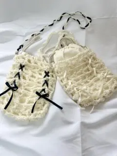 編み物　スマホショルダー　ショルダーバッグ　ハンドメイド