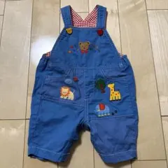 （美品）Miki House ミキハウス　６分丈オーバーオール　ブルー　80