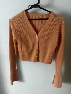 GRL リブ編みオレンジカーディガン Mサイズ