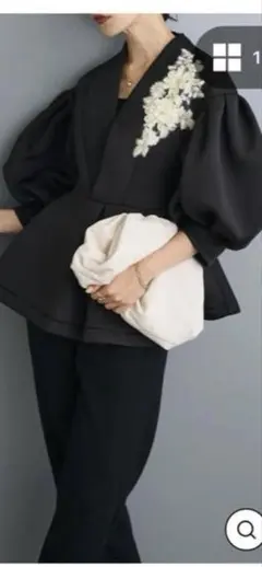 即納フラワーモチーフデザインペプラムジャケットSサイズfrane同型