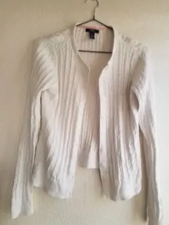 GapKids ホワイト ケーブルニットカーディガン