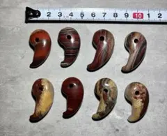 No.53 赤縞瑪瑙 勾玉 8個セット パワーストーン 天然石
