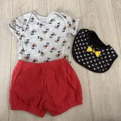 ミッキーマウス柄ロンパース・スタイセット　UNIQLO