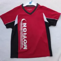 MOTION VネックTシャツ 赤黒 半袖