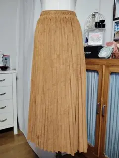 creema クリーマ ハンドメイド スウェード風 プリーツスカート ロング丈