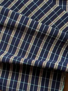 古布　木綿　手織り　未使用格子縞