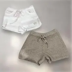 ジェラートピケ　ショートパンツ　2点セット　ボーダー　ベージュ