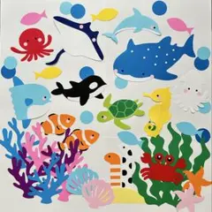 大きめ 海の生き物 壁面飾り 夏 水族館 A4 保育園のサムネイル