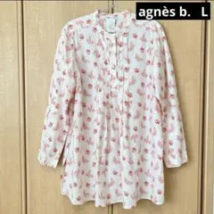 agnès b. チュニック　長袖　白地に赤い柄　サイズL