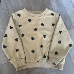 H&M ベージュ ハート柄 トレーナー 98/104