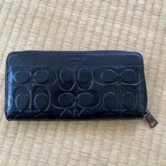 COACH コーチ レザー シグネチャー 型押し 長財布 ブラック