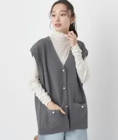 earthmusic&ecology　パールボタンスポンディッシュベスト