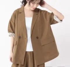 studioCLIP リネン混レースカフスハーフスリーブジャケットのサムネイル
