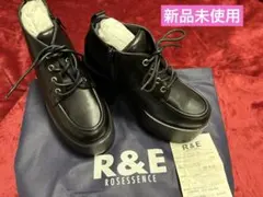 R&E 厚底モールドソールレースアップシューズ ブラック L ショートブーツ