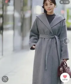 み*ん様 NATURAL BEAUTY BASICフーデッドロングコート グレー