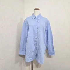 ユニクロ コットンシャツ（XL）ブルー 長袖 ベーシック 無地 綿100% 春秋
