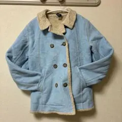 GAP Pコート ボア テーラード 長袖 ショート ムートン XL 水色 防寒