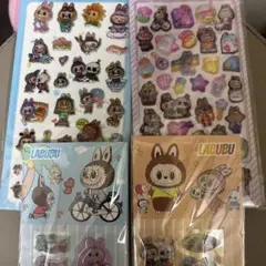 ラブブボンボンドロップシール、ぷくぷくシールシャカシャカシールまとめうり4枚