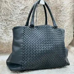 【美品】ボッテガヴェネタ トートバッグ イントレチャート ブラック レザー