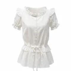 シャツ+ブラウス(半袖+袖なし) muguet ripple sheer peplum blouse muguet（ミュゲ）の「ripple sheer peplum blouse（シャツ/ブラウス