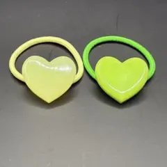 【黄緑×淡い黄色ハート型】　ヘアゴムセット（part2）