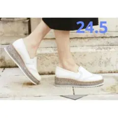 ローファー レディース 24.5 ダイアナ DIANA グリッター ラメ 厚底