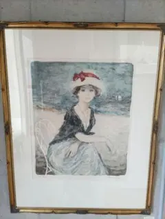 額装絵画 クロード・モネ 日傘をさす女性(右向き) 1886年 リトグラフ