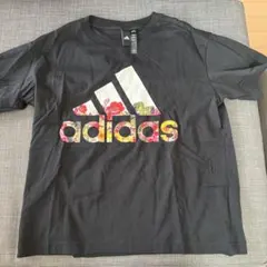 adidas フラワープリント 半袖Tシャツ 黒