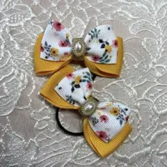 花柄リボン ヘアゴム 3個セット