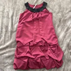 ワインレッド フリル付きAラインドレス