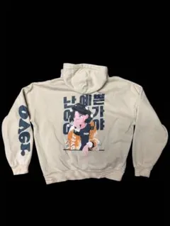 9090　パーカー　ホワイト 9090 パーカートレーナーホワイトLサイズ