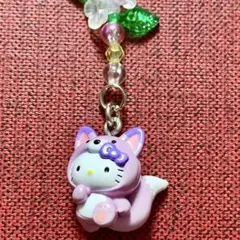 北海道限定　ご当地キティ　根付け　ストラップ　きつね　ラベンダー　サンリオ