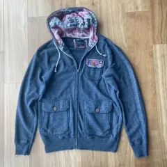 BILLA BONG グレー ジップアップパーカー