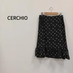 ☆美品☆チェルキオ 水玉スカート 　ドッド柄　美シルエット　ブラック/ホワイトM