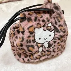 【訳あり】ハローキティ ヒョウ柄ファーバッグ