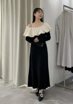 デコルテ バルーン タイト ニット ワンピース