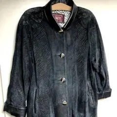 美品　本革　ブラック　レザー　ロングコート